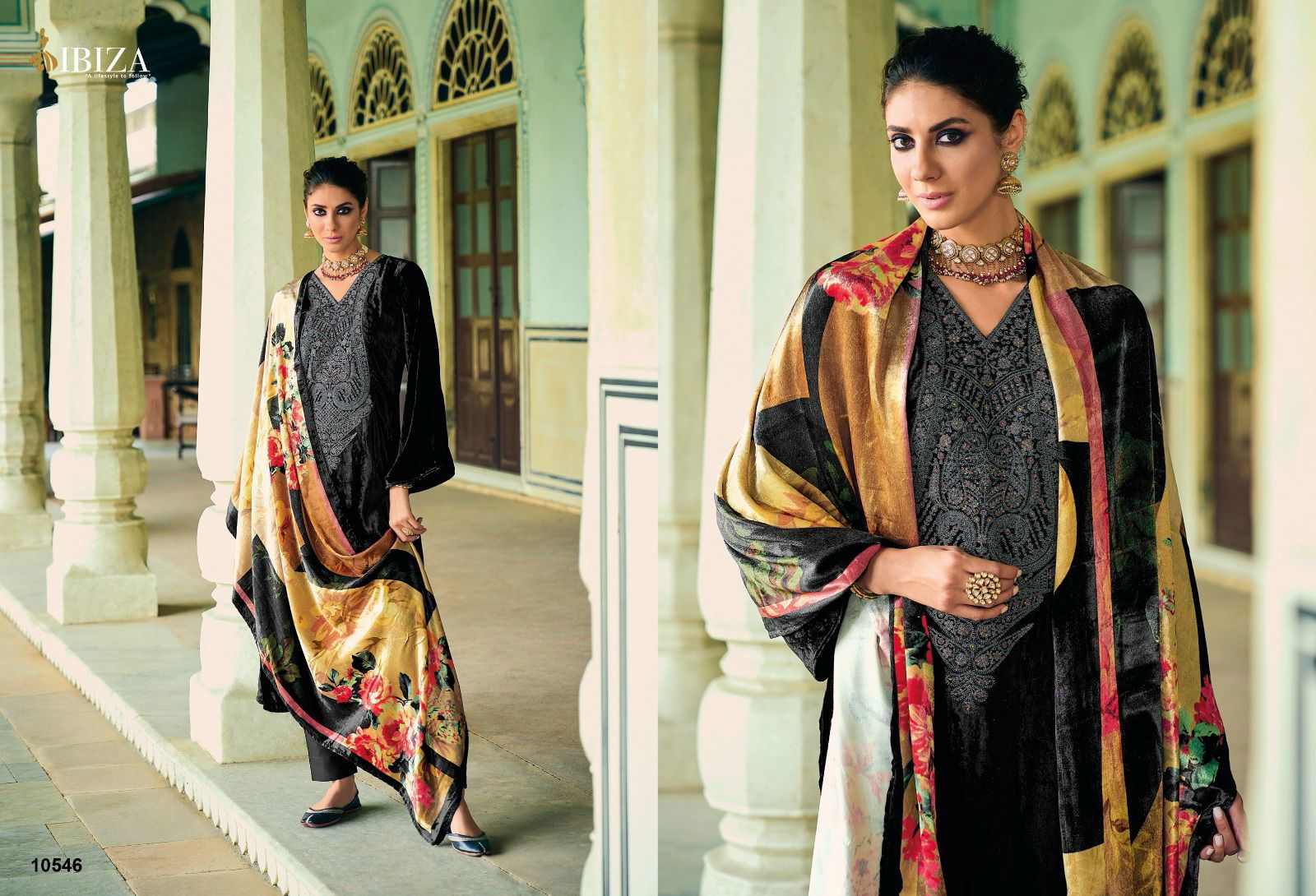 Khoobsurat By Ibiza Viscose Velvet Pashmina Dress Material Catalog
